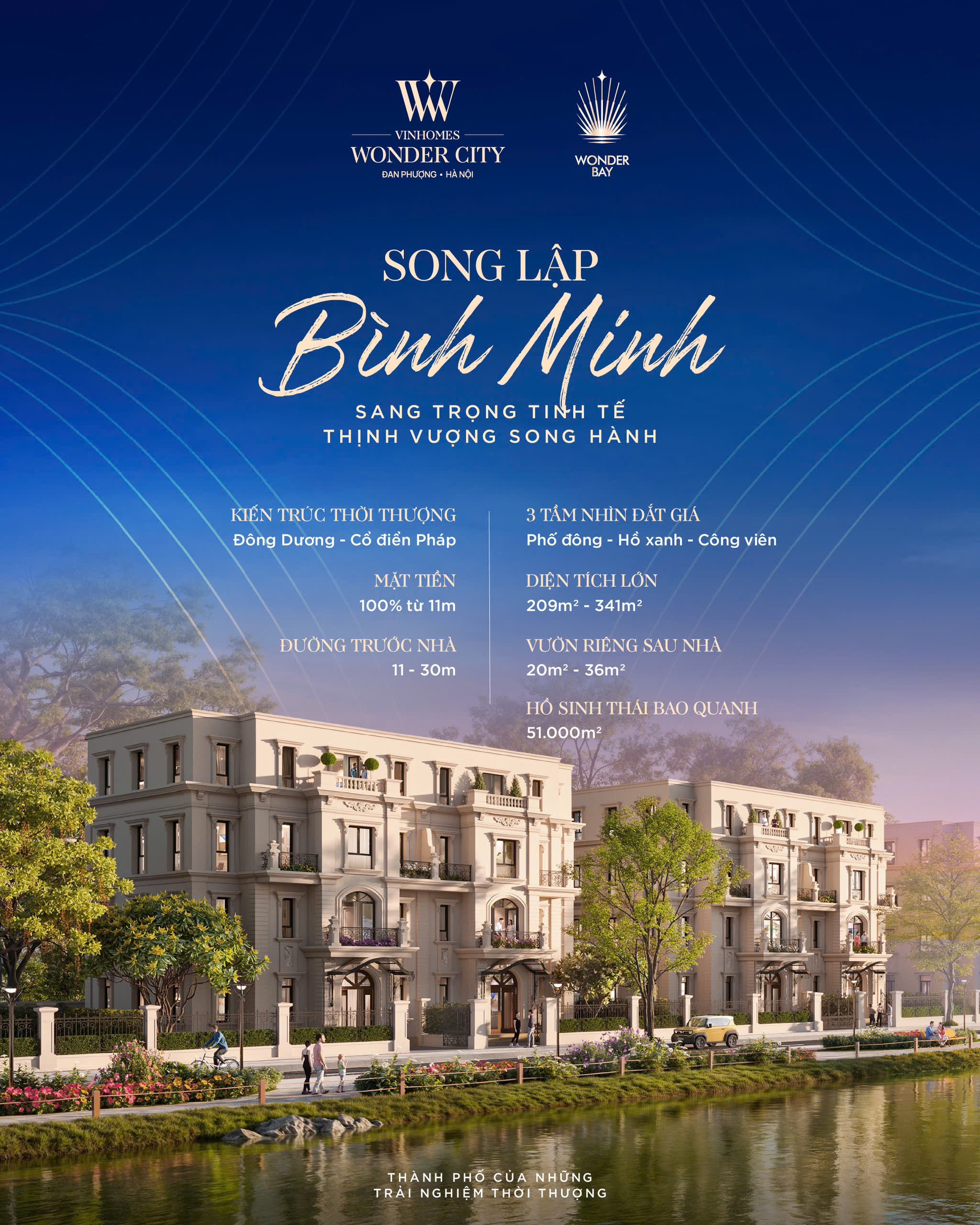 Liền kề, biệt thự phân khu Bình Minh Vinhomes Wonder City Đan Phượng giá Chủ Đầu Tư